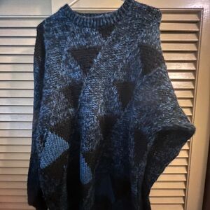 Vintage Michael Gerald Men's Blue and Black Sweater XL